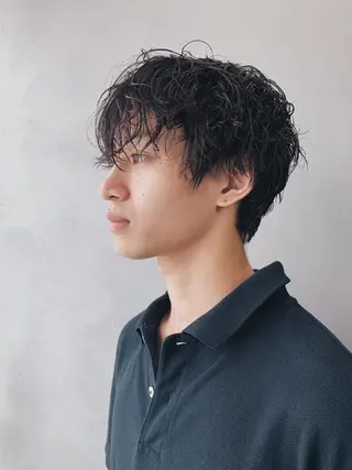 ショート パーマ メンズ ボブパーマコテ巻き風 パーマNo1深江秀平のヘアスタイル