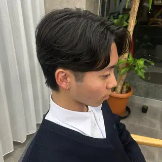 ミディアム パーマ メンズ momo🎀毛流れ パーマ/🚹限定のヘアスタイル