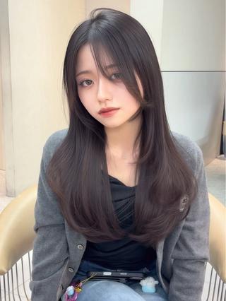 ロング 福岡縮毛矯正✨️ ストレート 向井和輝のヘアスタイル