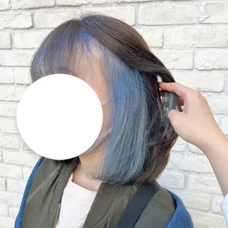 ミディアム カラー ハイトーンカラー シールエクステのヘアスタイル