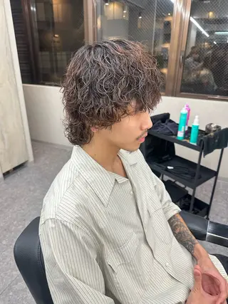 ミディアム パーマ メンズ メッシュパーマ支持率 ◎大宮/隼也のヘアスタイル