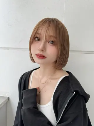 ショート カラー ボブ/地毛風縮毛矯正 茉青🤍新宿代々木のヘアスタイル