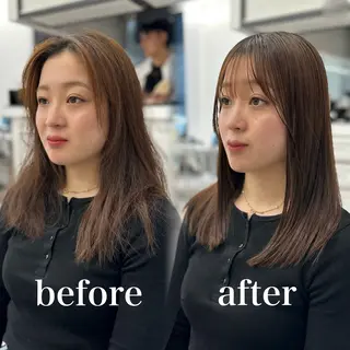 ミディアム カラー 前髪顔まわりカット 🌈中村海聖のヘアスタイル