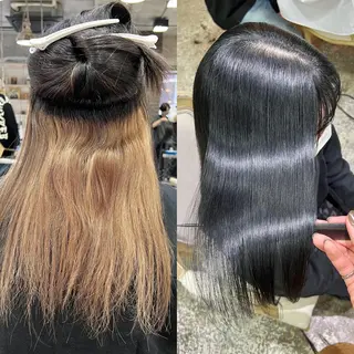 セミロング カラー 髪質改善/縮毛矯正/ トリートメント/庭田のヘアスタイル