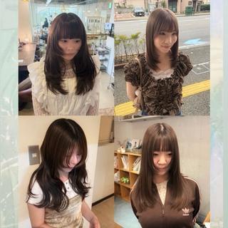 ロング 顔周りレイヤー/ 透明感カラー/むうのヘアスタイル