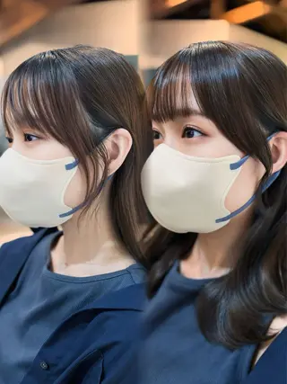 セミロング カラー 顔周りカット 【オノザワリョウ】のヘアスタイル