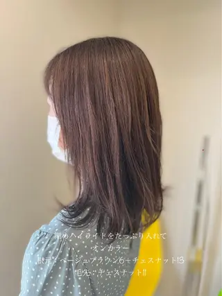 ミディアム カラー 堀口 彩佳のヘアスタイル