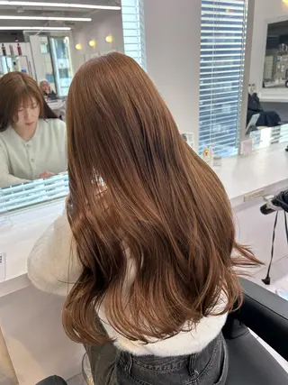 ロング カラー パーマ ヘアアレンジ メンズ キッズ ブリーチなしカラー/ ブラウン/レイヤーのヘアスタイル