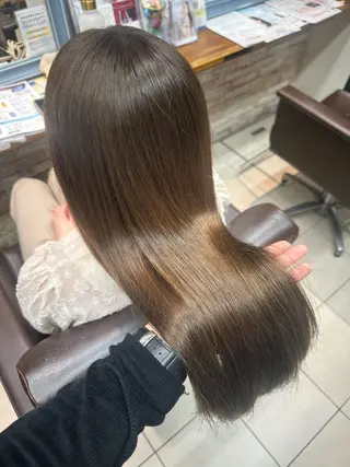 セミロング 縮毛矯正/髪質改善 🌿/ベージュ🤎のヘアスタイル