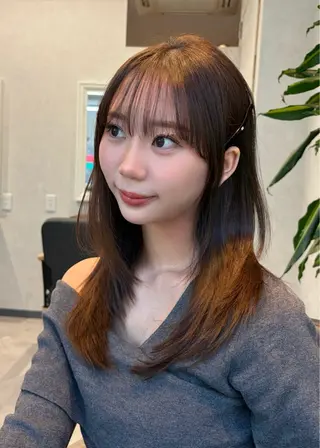 セミロング カラー 結べるレイヤーカット /カラー/あさかのヘアスタイル