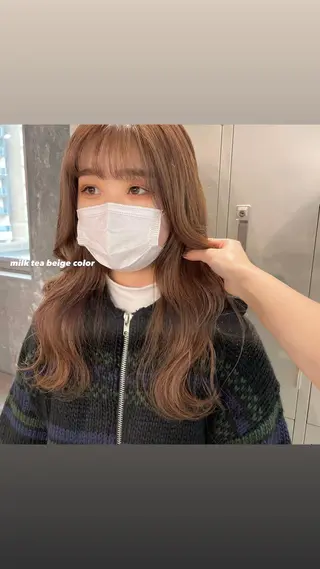 ロング カラー パーマ ヘアアレンジ メンズ キッズ ネイル マツエク・マツパ アイブロウ 透明感カラー・レイヤ ー🎀amika🎀のヘアスタイル