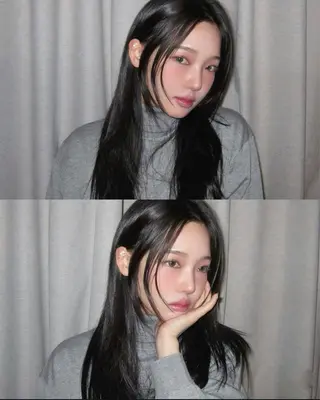 ロング カラー パーマ ヘアアレンジ メンズ キッズ 上品＆韓国風 🥀海心🥀のヘアスタイル