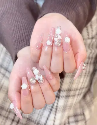 ネイル YumiNail 長さだし&ハンドケアのネイルデザイン