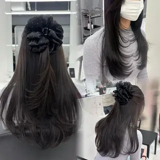 ロング カラー 抜け感レイヤー︴ ニュアンスカラーのヘアスタイル