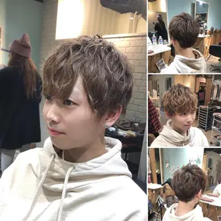 ショート カラー パーマ メンズ 薮 恵一のヘアスタイル