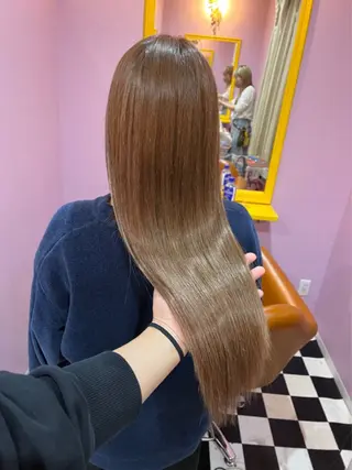 ロング カラー+ちび編み込み エクステ梅田🐨のヘアスタイル