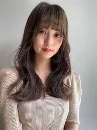 ミディアム カラー 透明感カラー✂︎ /縮毛矯正/YUKAのヘアスタイル
