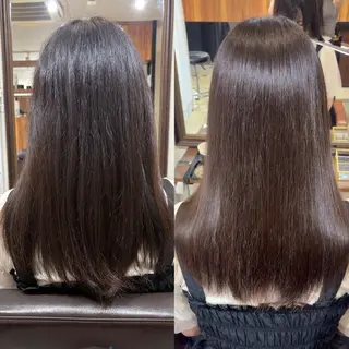 セミロング 縮毛矯正/髪質改善/ 艶髪/レイヤーカットのヘアスタイル