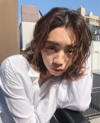 ミディアム ✨色持ちの良い艶 カラー✨蟹江真世のヘアスタイル