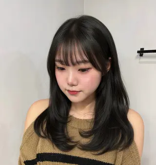 セミロング カラー lafit kaede/韓国ヘアのヘアスタイル