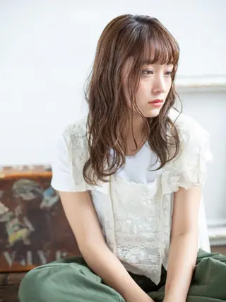 セミロング カラー パーマ 福島 浩司のヘアスタイル