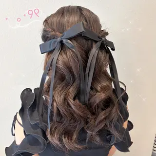 ロング ヘアアレンジ 顔周り/ガーリー /ヘアメ/あつはのヘアスタイル