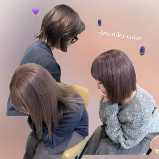 ミディアム カラー ミルクティー× グレージュMOMOのヘアスタイル