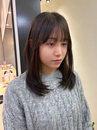 セミロング カラー hubhair レイヤー/透明感のヘアスタイル