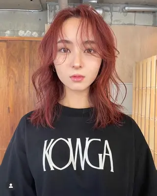 ミディアム カラー パーマ honen hairのヘアスタイル