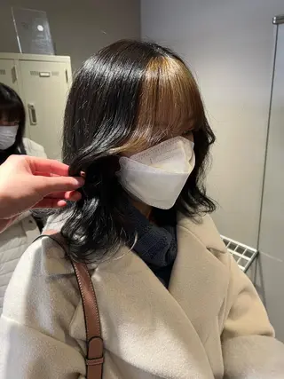 ミディアム カラー パーマ ヘアアレンジ メンズ キッズ ネイル マツエク・マツパ アイブロウ 上品＆韓国風 🥀海心🥀のヘアスタイル