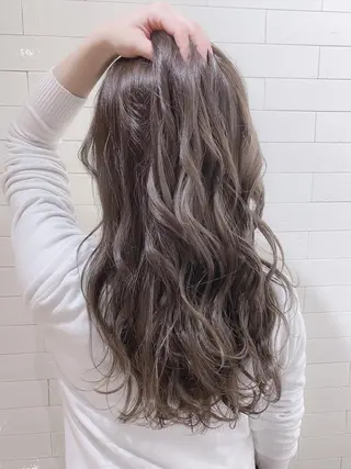 セミロング カラー パーマ ヘアアレンジ バレイヤージュ 藤沢 髪質改善 竹内ケンゴのヘアスタイル