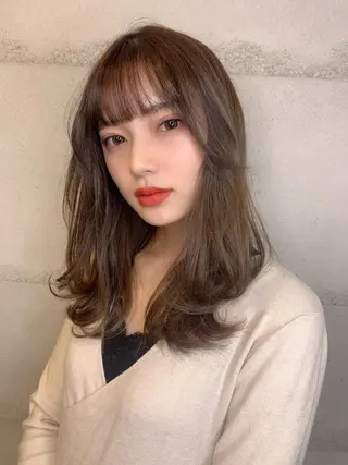 ミディアム カラー 透明感カラー✂︎ /縮毛矯正/YUKAのヘアスタイル