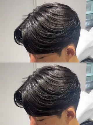 パーマ メンズ 曲がる縮毛矯正 センターパート高森蓮のヘアスタイル