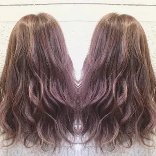 カラー セミロング ワンホンレイヤー エクステづまのヘアスタイル