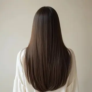 ロング 髪質改善&縮毛矯正へ アデザインピーチ入谷のヘアスタイル