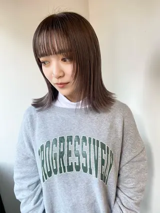 ミディアム カラー パーマ ヘアアレンジ デザインカラー/ボブ ブリーチカラー/ユリのヘアスタイル