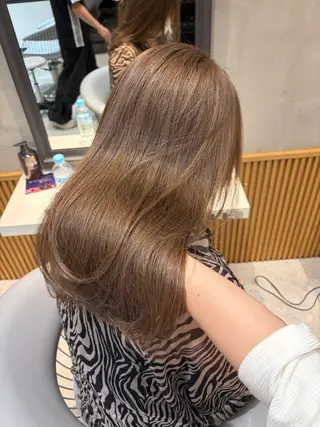 セミロング カラー ボブ縮毛/レイヤー 赤み消し/はるかのヘアスタイル