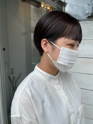 ショート カラー パーマ ヘアアレンジ メンズ キッズ ネイル マツエク・マツパ パーマ/透明感カラー /ボブ/吉田一生のヘアスタイル