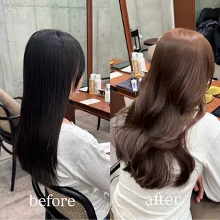 セミロング カラー ヘアアレンジ 立川レイヤー 透明感カラーaoiのヘアスタイル