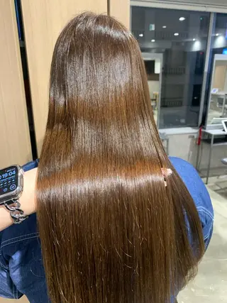 ロング カラー パーマ 新宿♥ハッシュカット 暖色カラー♥Unaのヘアスタイル