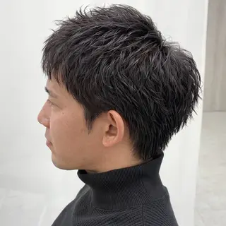 ショート カラー パーマ メンズ CLUTCH天王寺 西藤遥河のヘアスタイル