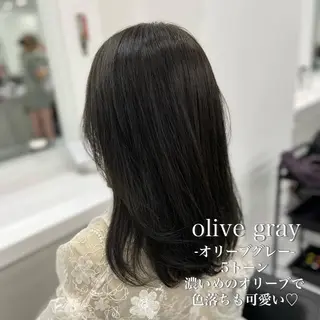 セミロング カラー 💛ミルクティー 色落ち可愛い💛のヘアスタイル
