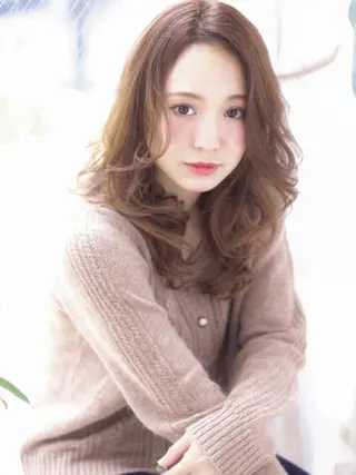 セミロング ロング カラー パーマ 髪質改善/韓国風 レイヤー/田村祐樹のヘアスタイル