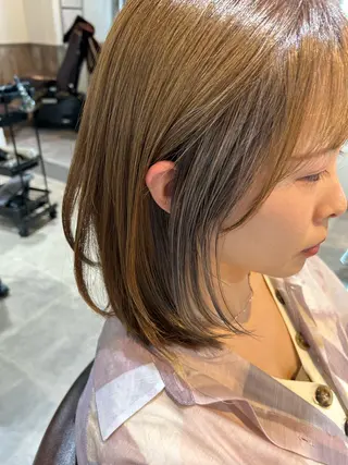 ミディアム カラー ヘアアレンジ Rina🍒レイヤー 透明感ブリーチ💎のヘアスタイル
