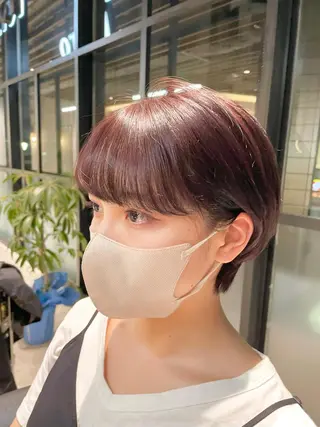 ショート パーマ ✨透明感カラー✨ 髪質改善小顔カット✨のヘアスタイル
