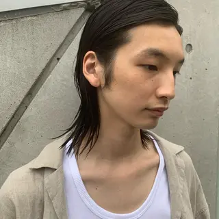 ロング メンズ ウルフ、レイヤー 、メンズカットSHOのヘアスタイル