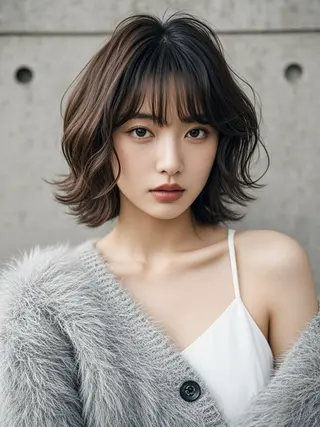 ミディアム ウルフカット 811 大阪梅田 ウルフのヘアスタイル