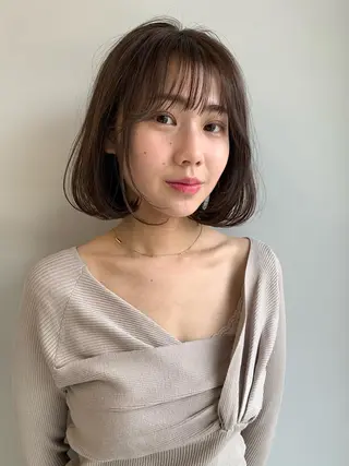 ミディアム カラー 透明感カラー✂︎ /縮毛矯正/YUKAのヘアスタイル