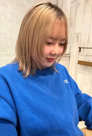 ミディアム カラー 【韓国ヘア×透明感 カラー】笹谷 莉未のヘアスタイル