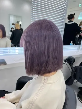ミディアム カラー ラベンダー💜 グレージュ🩶のヘアスタイル